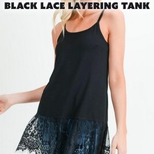 Black Lace hem Top Extender Cami Tank
